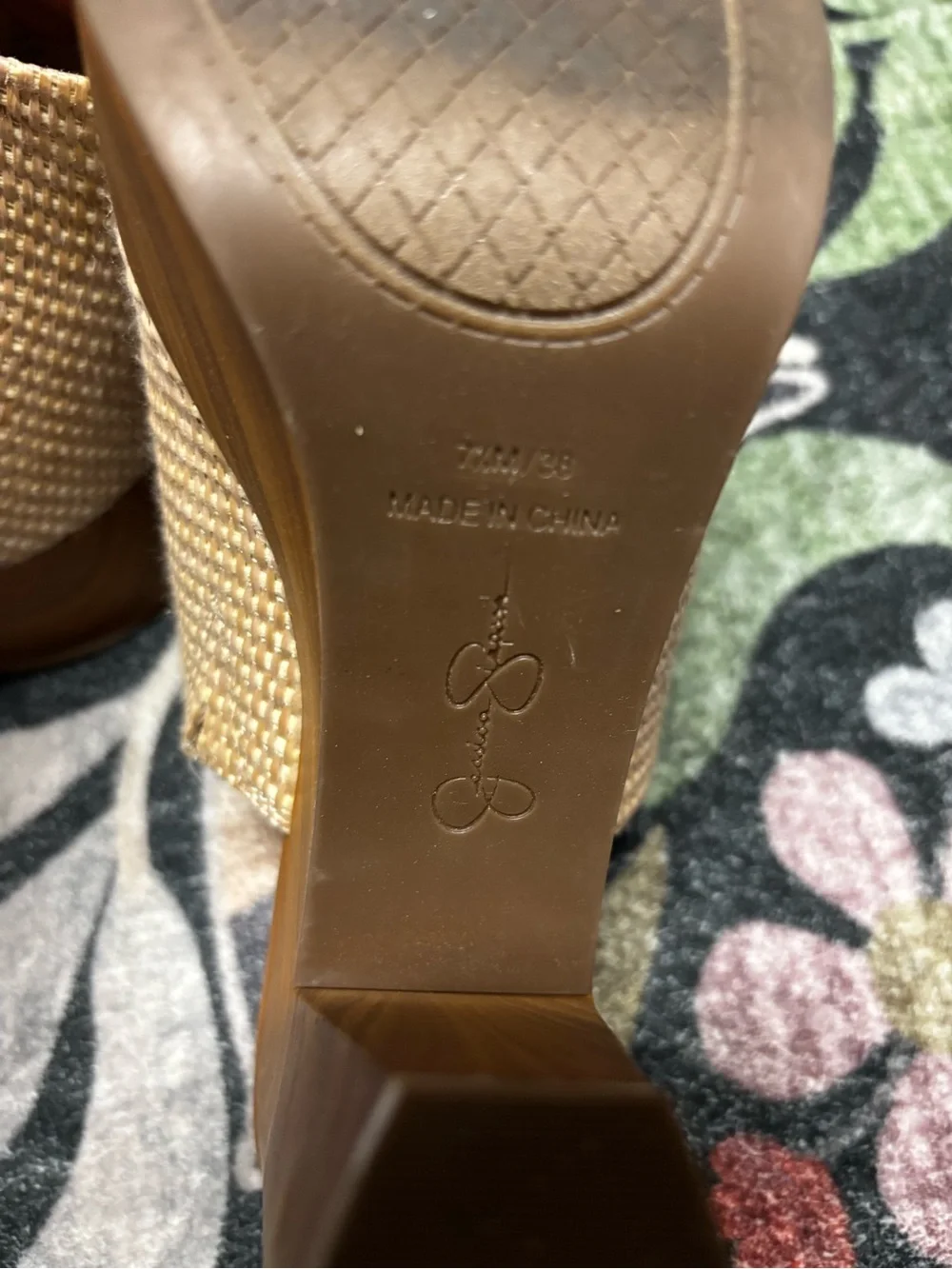 Jessica Simpson Beige Woven Platform Mule Heels
